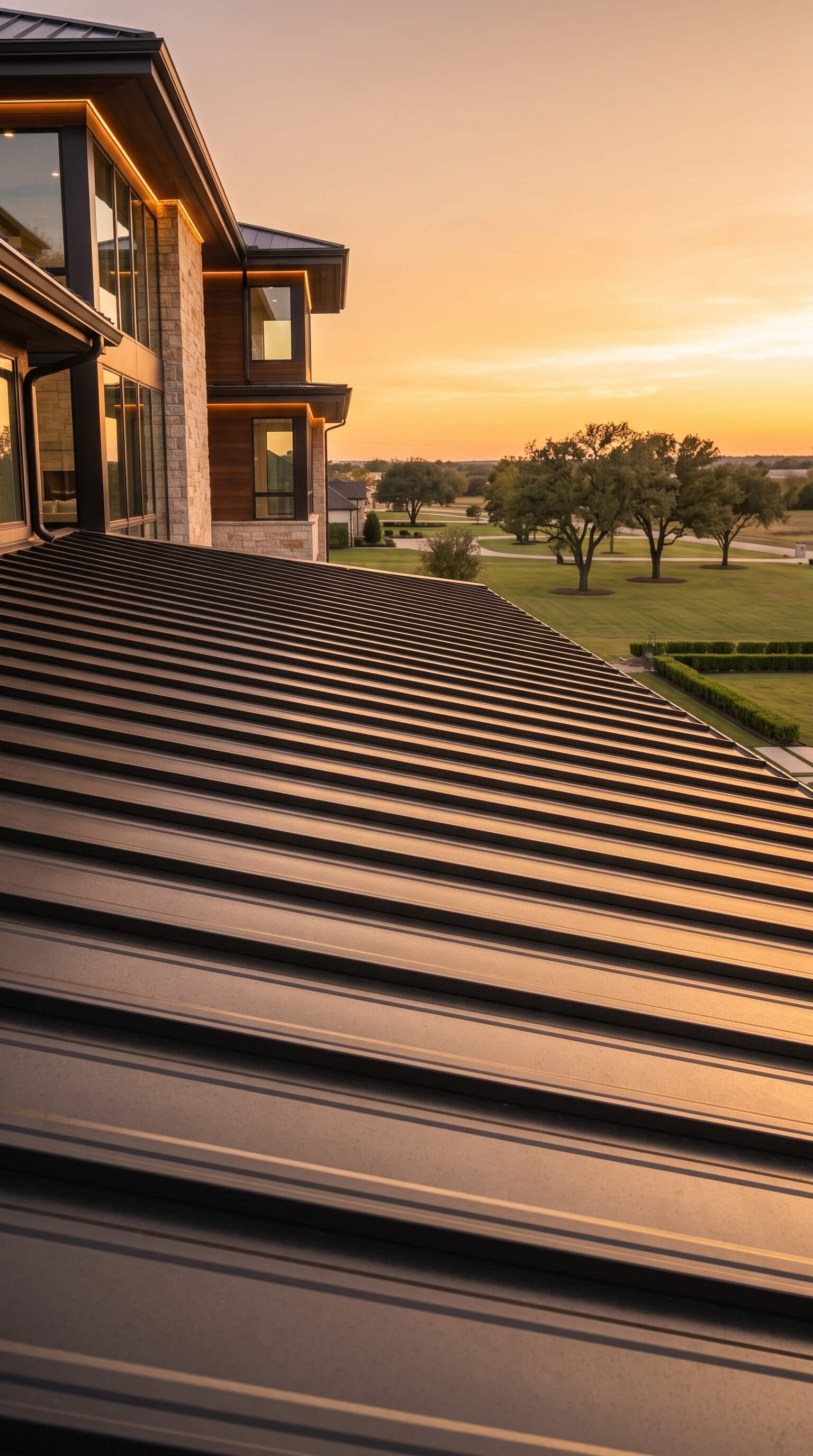 Premium standing-seam metal roof detail