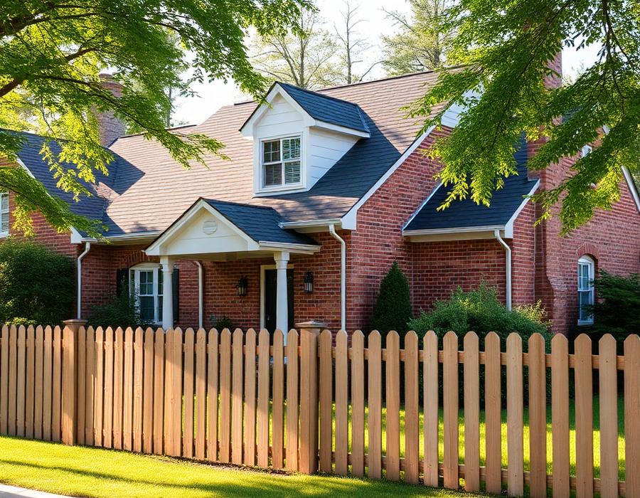 Brick home with new shingle roof and cedar fence